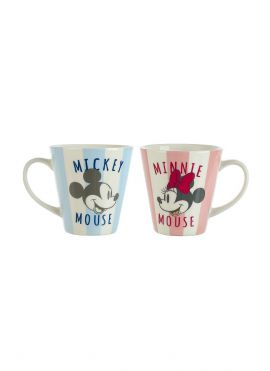 Mickey Mouse Collection Stripe Ceramic Mug 350ml ( Mickey + Minnie )