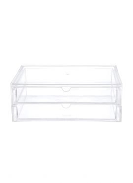 Transparent Free Combination Series Two-grid Cosmetics Storage Case with Drawers & Lifting Cover