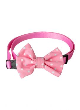 Pet Series 2.0 Bow Collar (Pink, Wavy Dots)